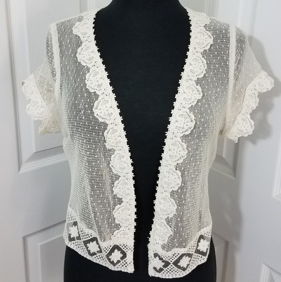 Pinkys Sweaters - Pinky Cotton Lace Shrug Cardigan